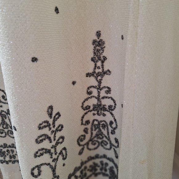 Full Length Fancy Skirt Vintage White Sparkly with Dark Gray Seed Beads - Picture 4 of 7